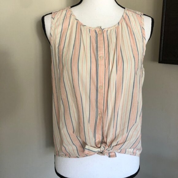 *LUCKY BRAND* Striped Sleeveless Button Down Top Size Small NWT - Picture 1 of 8